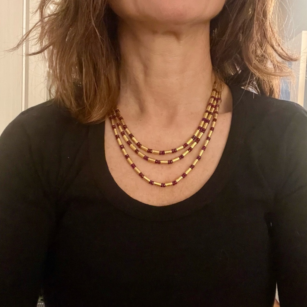 Gurhan 24K Gold & Ruby 3 Strand Necklace - Picture 8 of 8
